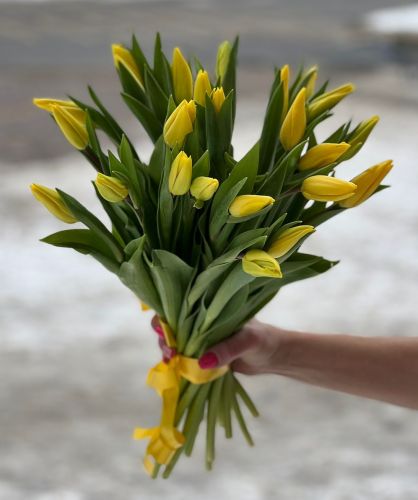 Букет жёлтых тюльпанов "Чудесный день" с доставкой на дом по Абазе